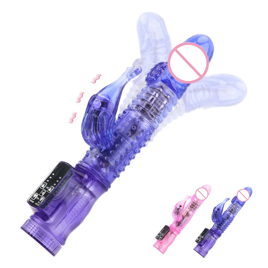 22cm Rotating Beads Vibrator for Women, Clit & Anal Toy