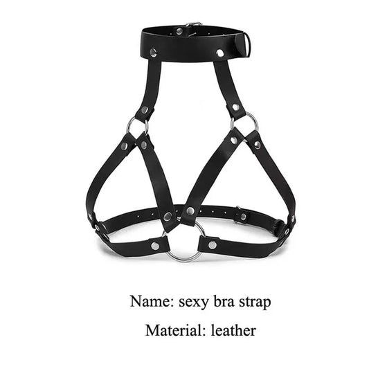 Leather Body Harness Belt with Mask BDSM Lingerie Straps