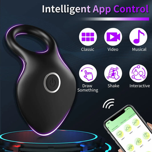 App-Controlled Vibrating Cock Ring for Men, Delay & Erection