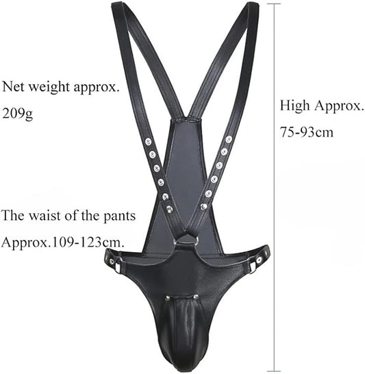 Sexy Male Harness Thong Lingerie Costume, Leather Straps
