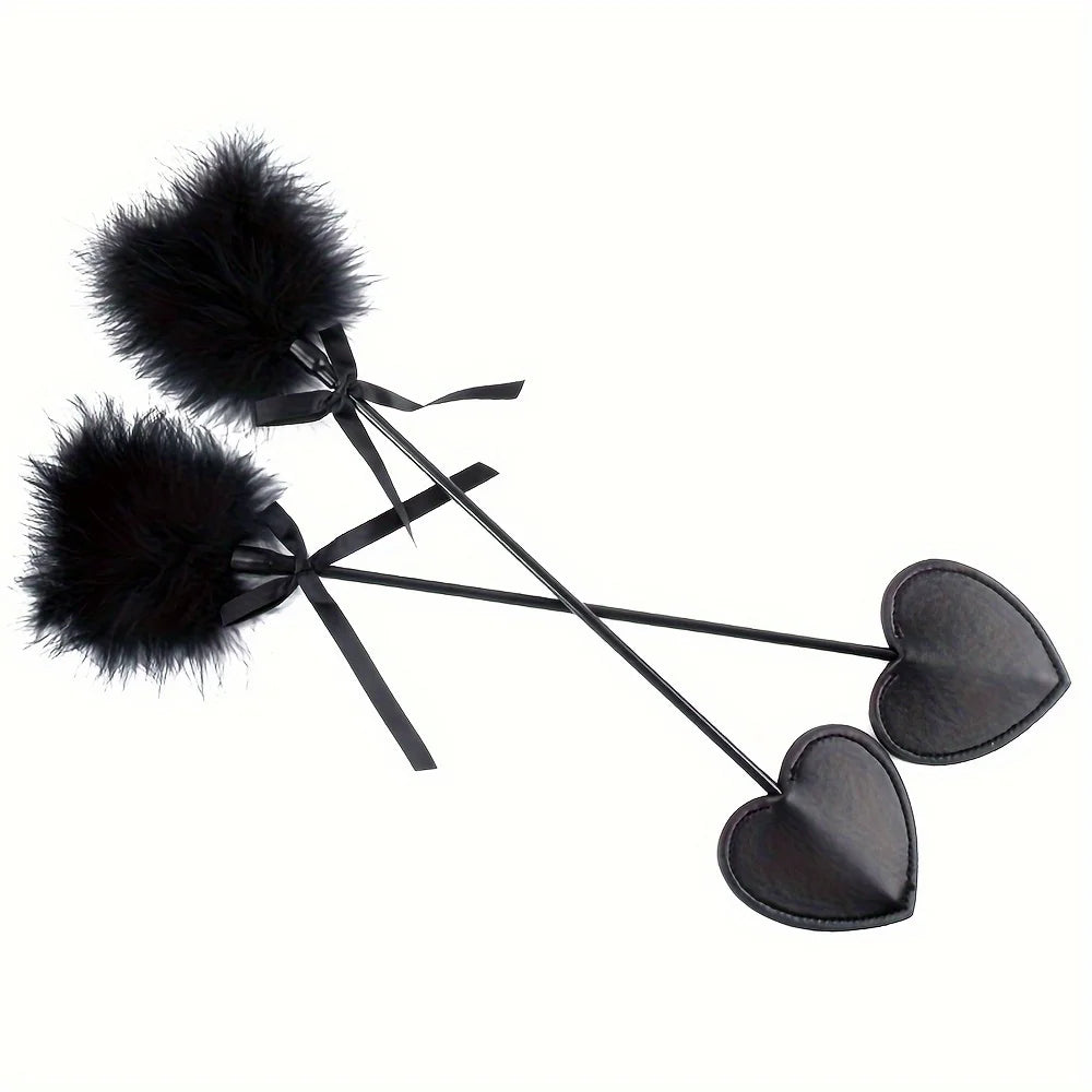 Leather Feather BDSM Paddle Whip Flogger for Couples Play
