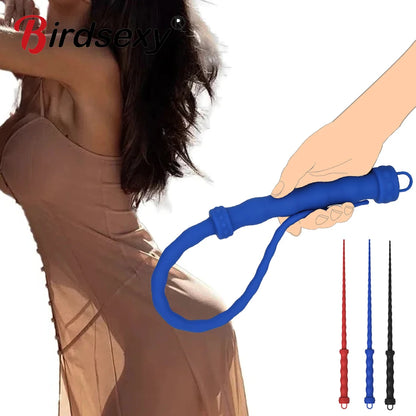 Leather BDSM Flogger Whip with Braid Tails for Spanking Play