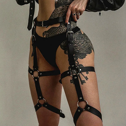 Leather Garter Belt Harness Lingerie Bondage Thigh Straps