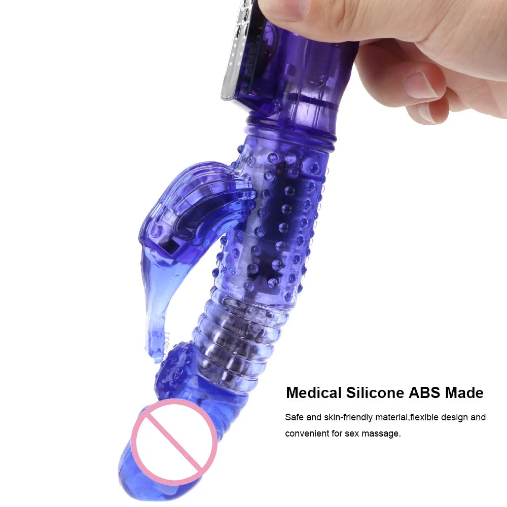 22cm Rotating Beads Vibrator for Women, Clit & Anal Toy