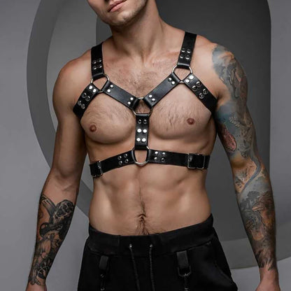 Men’s Leather Body Harness Adjustable BDSM Fetish Lingerie