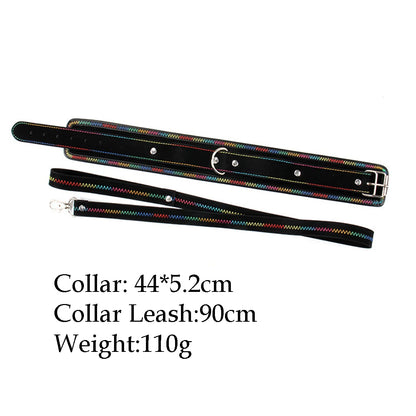 Leather BDSM Collar Leash Harness with Chain for Women