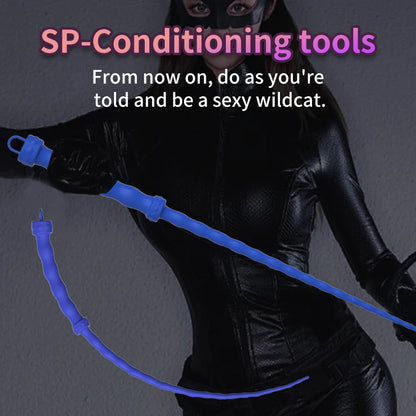 Leather BDSM Flogger Whip with Braid Tails for Spanking Play