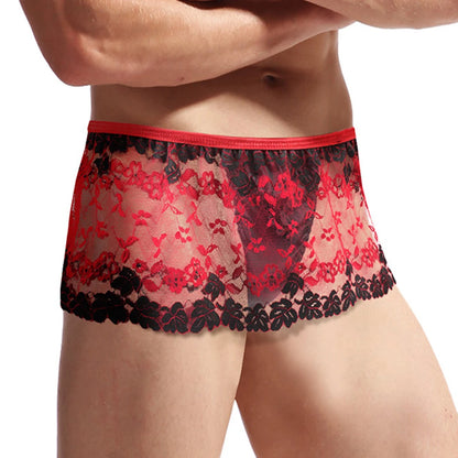 Sexy Men’s Sissy Lace Lingerie Skirt & See-Through Briefs