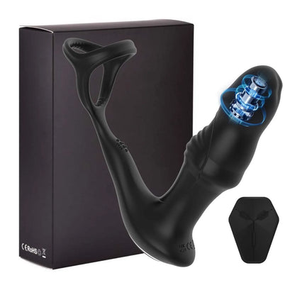 Vibrating Anal Prostate Massager with Cock Ring, butt plug 3 Motors