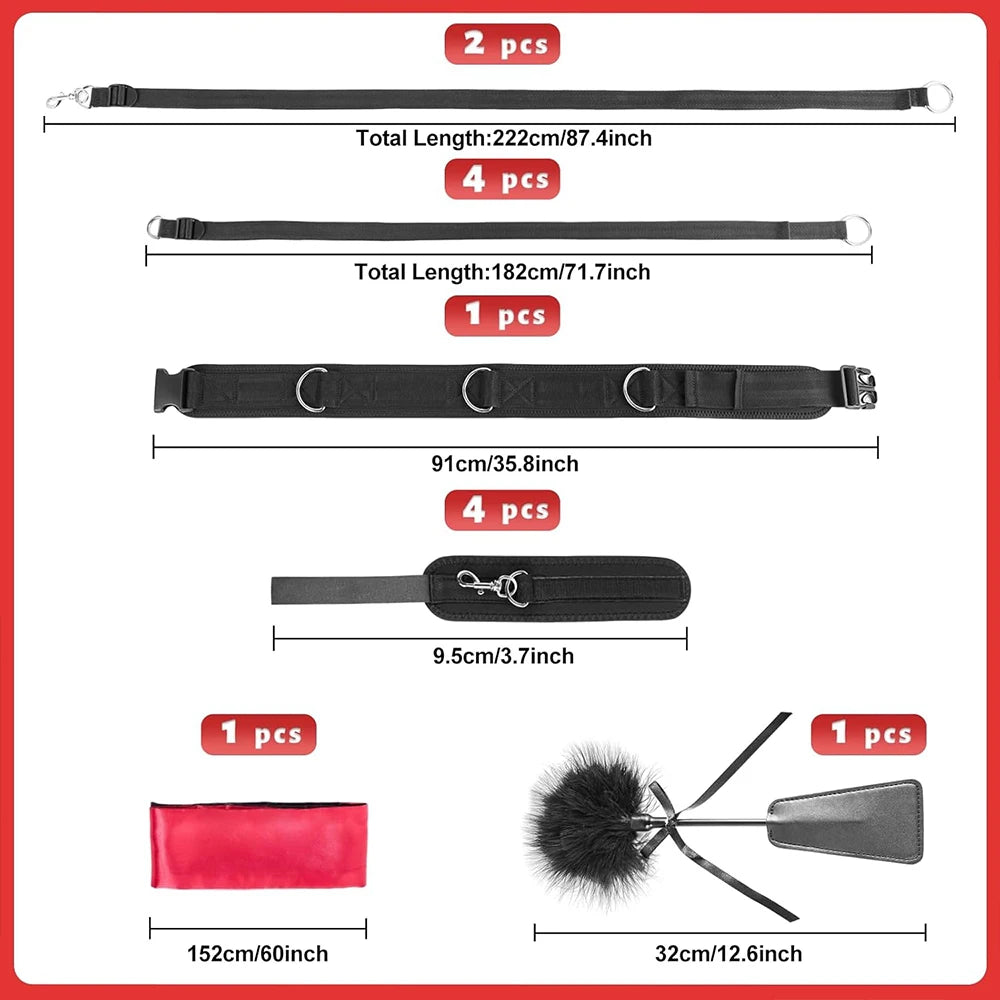 BDSM Restraints Harness Kit with Handcuffs and Blindfold