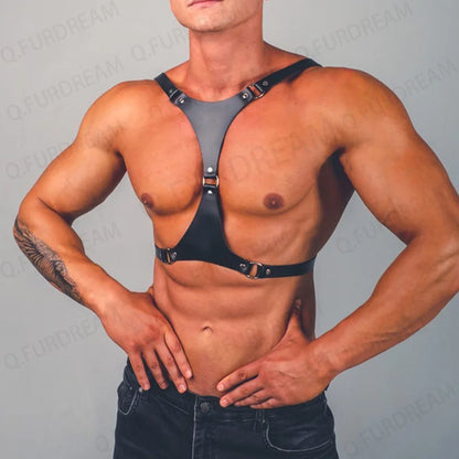 Men’s Adjustable Punk Chest Harness for Gay Bondage