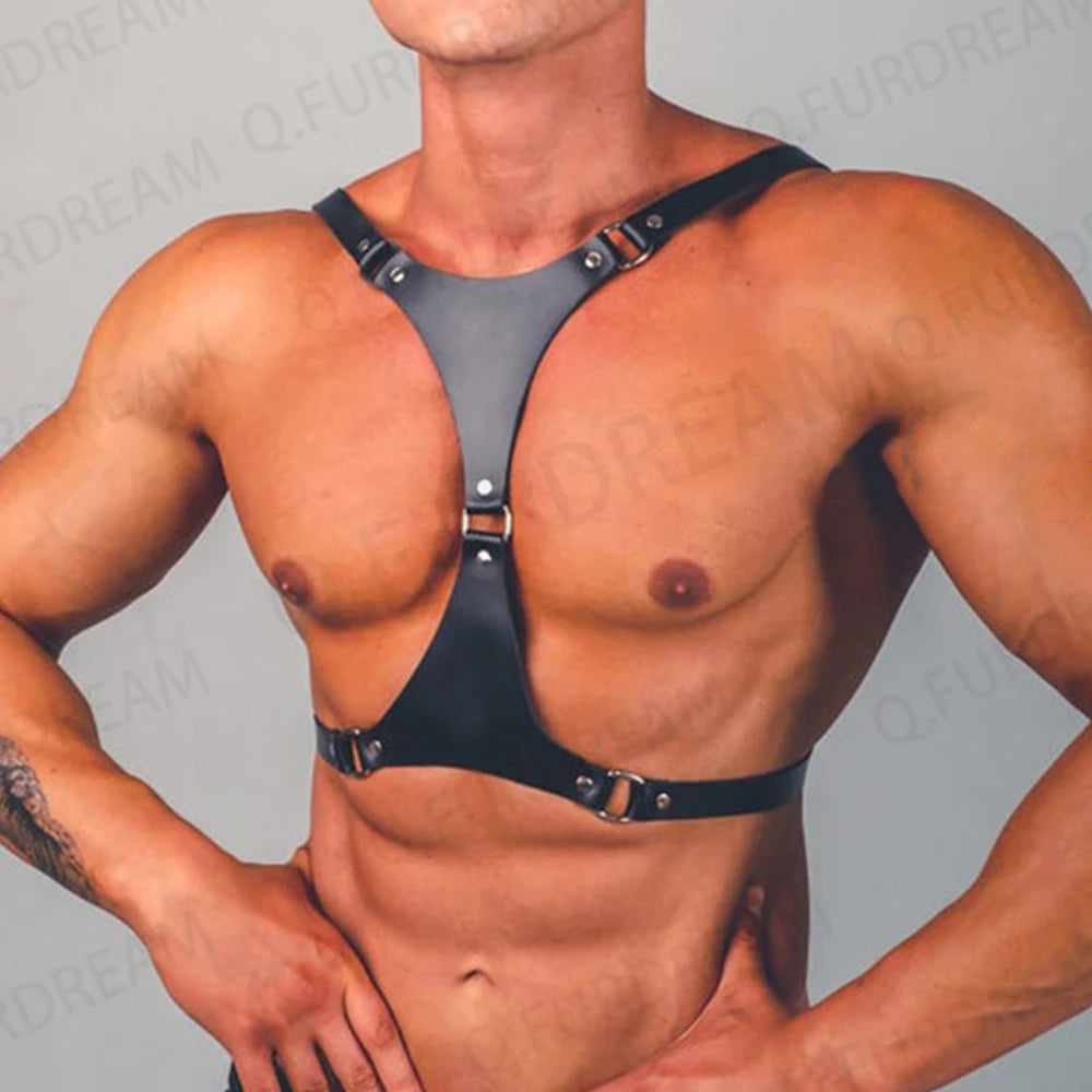 Men’s Adjustable Punk Chest Harness for Gay Bondage