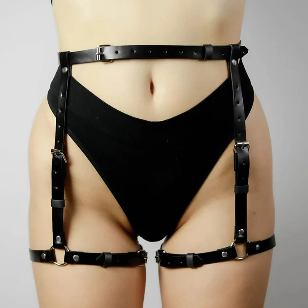 Leather Garter Belt Harness Lingerie Bondage Thigh Straps