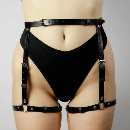 Leather Garter Belt Harness Lingerie Bondage Thigh Straps