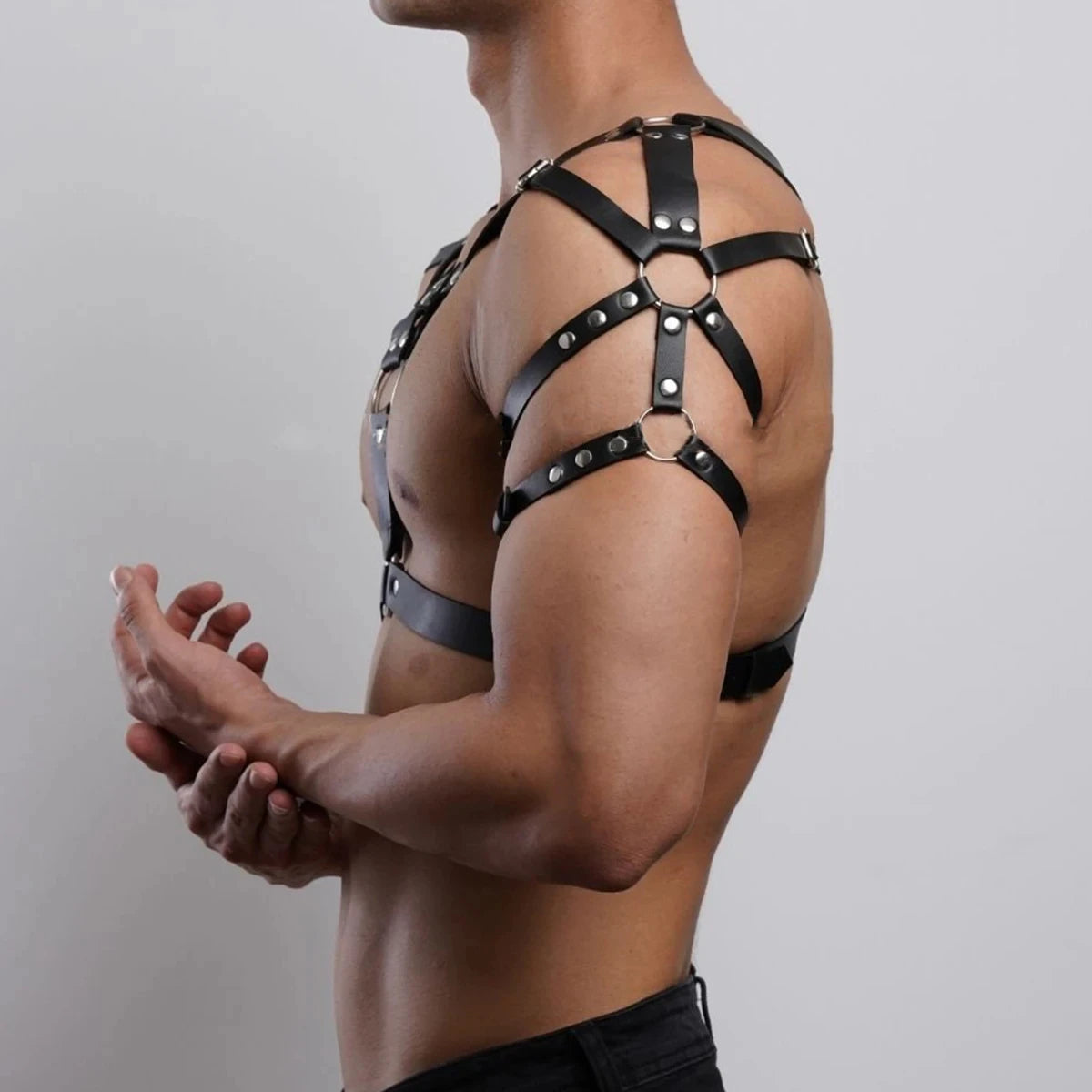 Men’s Leather Body Harness Adjustable BDSM Fetish Lingerie