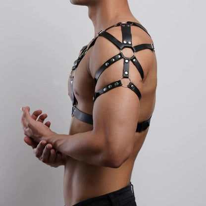 Men’s Leather Body Harness Adjustable BDSM Fetish Lingerie