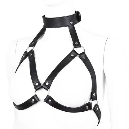 Leather Body Harness Belt with Mask BDSM Lingerie Straps