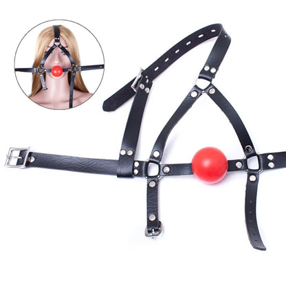 BDSM Harness Ball Gag Set with 42mm Silicone Mouth Gag