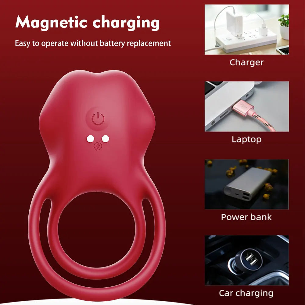 Vibrating Cock Ring with Clitoral Stimulator for Couples