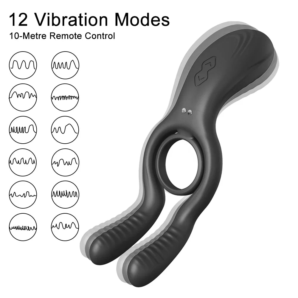 12-Speed Vibrating Cock Ring for Couples, G-Spot Toy