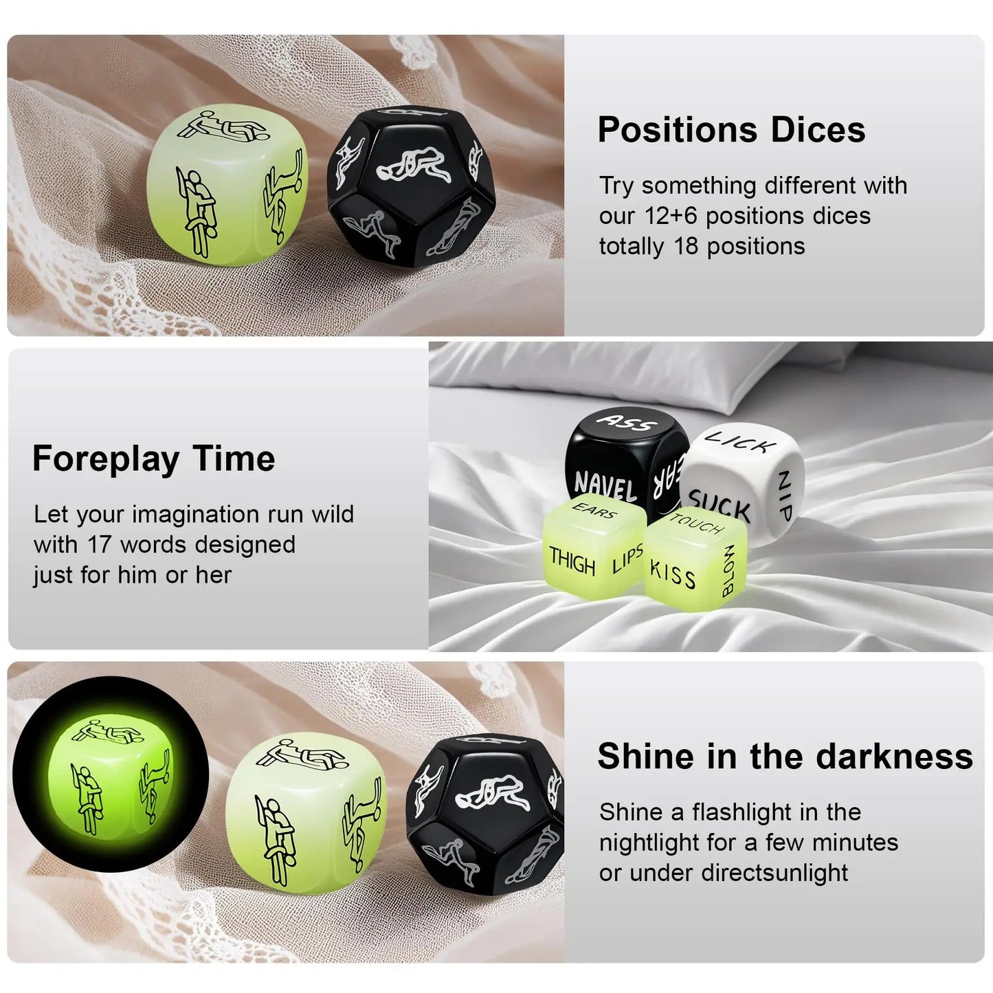 6-Piece Sex Dice Game for Couples, Foreplay Positions