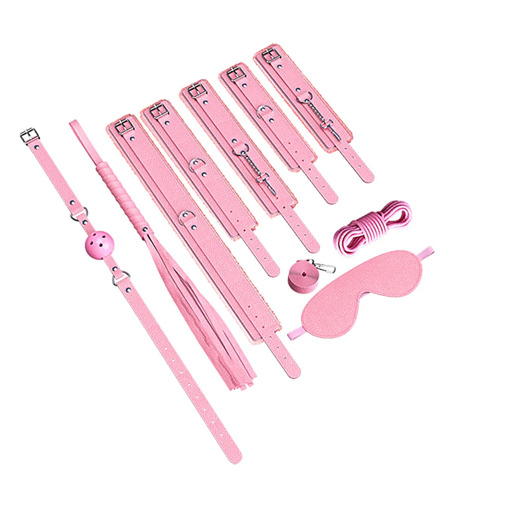 BDSM Bed Restraints Kit with Adjustable Handcuffs and Cuffs