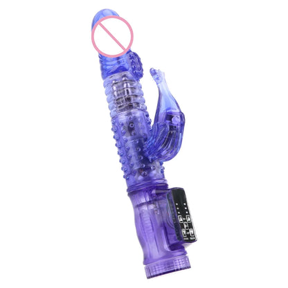 22cm Rotating Beads Vibrator for Women, Clit & Anal Toy