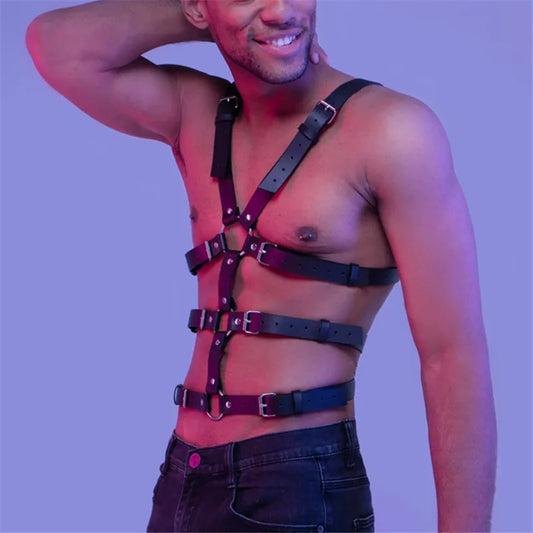 Men’s PU Leather Chest Harness Belt for BDSM & Fetish