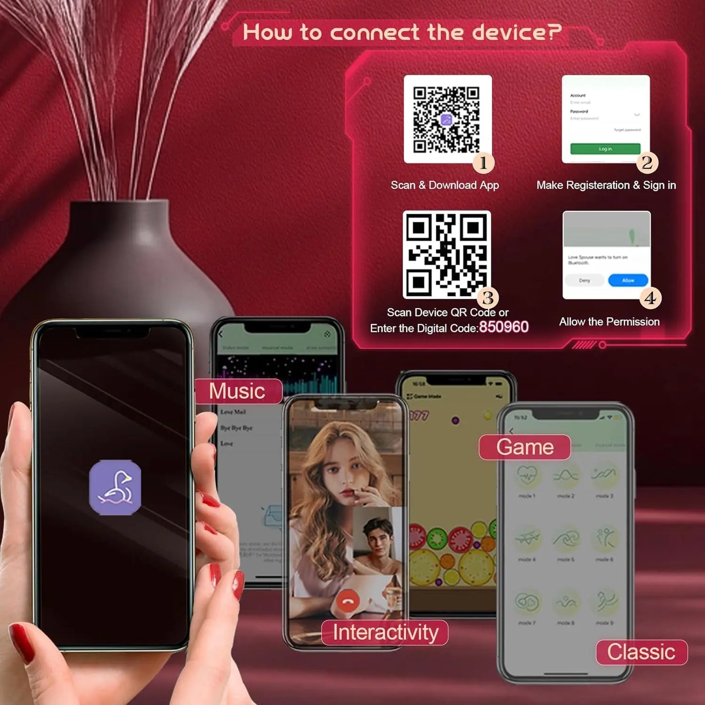 App-Controlled Couples Rabbit Vibrator for Women