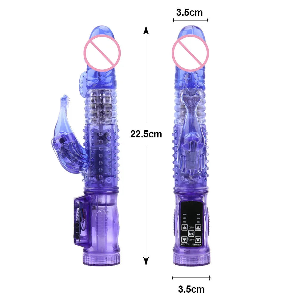 22cm Rotating Beads Vibrator for Women, Clit & Anal Toy