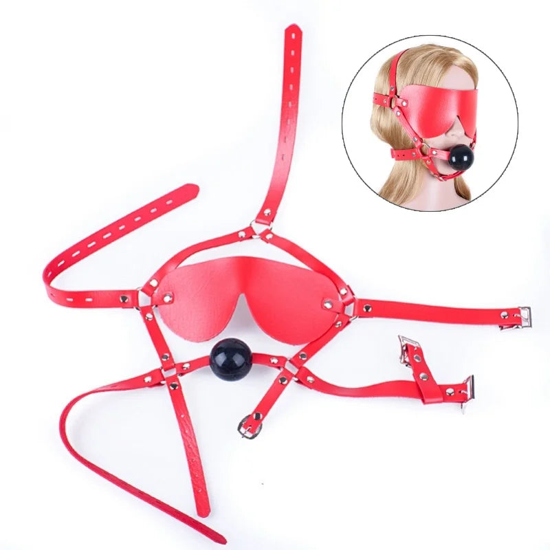 BDSM Harness Ball Gag Set with 42mm Silicone Mouth Gag