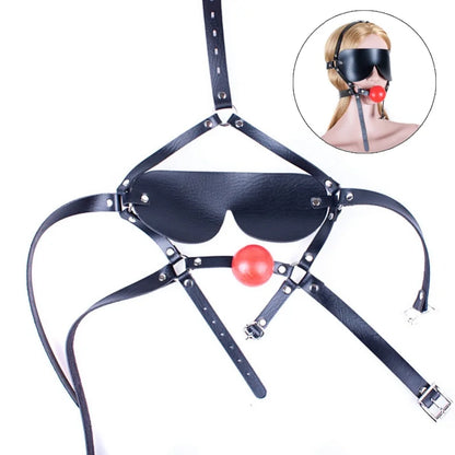 BDSM Harness Ball Gag Set with 42mm Silicone Mouth Gag