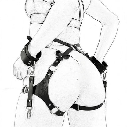 PU Leather Handcuffs Body Harness Straps BDSM Kit