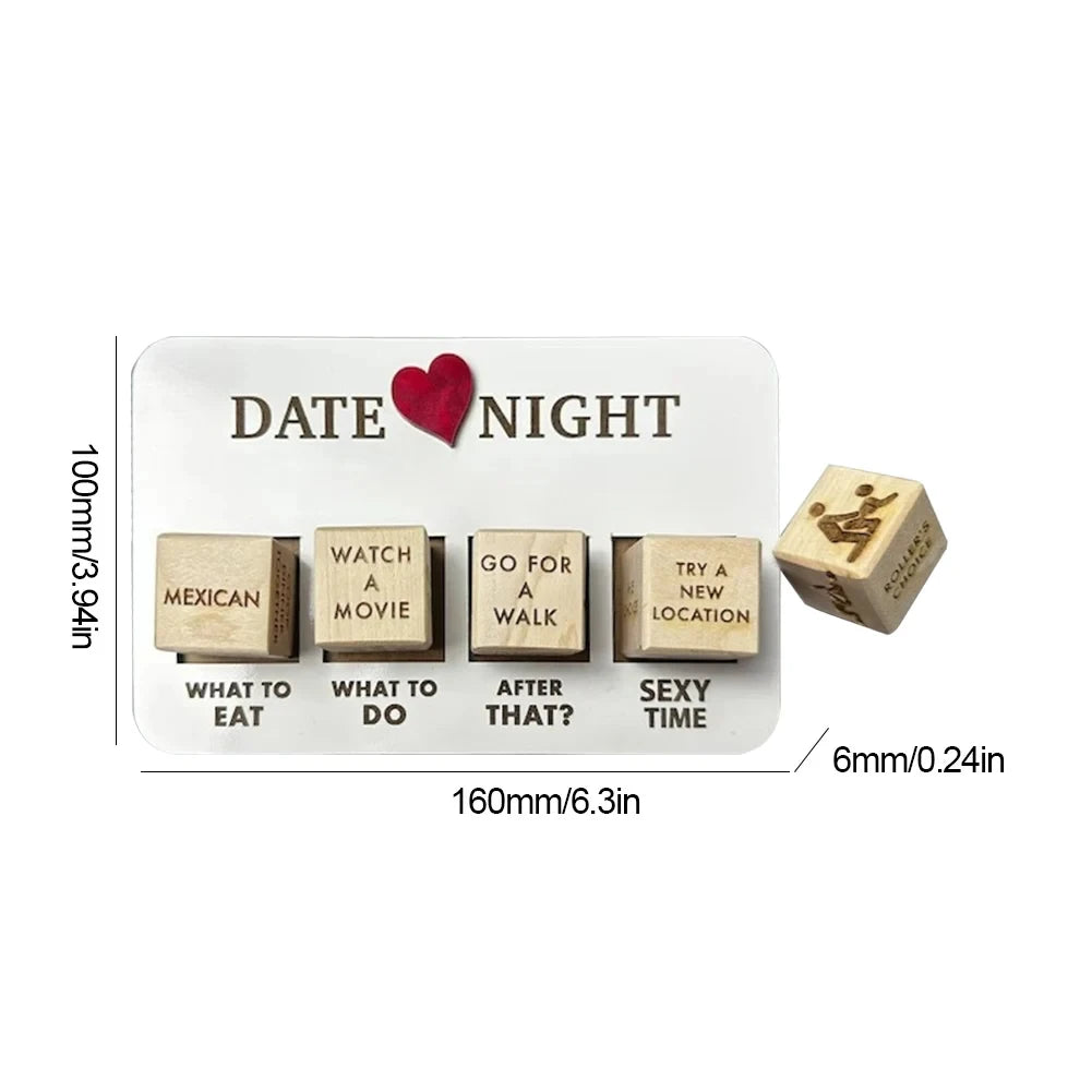 4-Piece Wooden Sex Dice Game for Couples’ Date Night