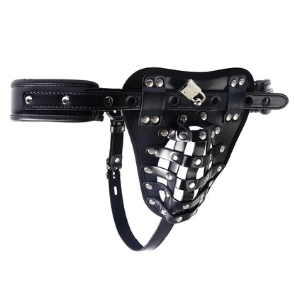 Men’s Locking Cock Cage Chastity Belt & Bondage Harness