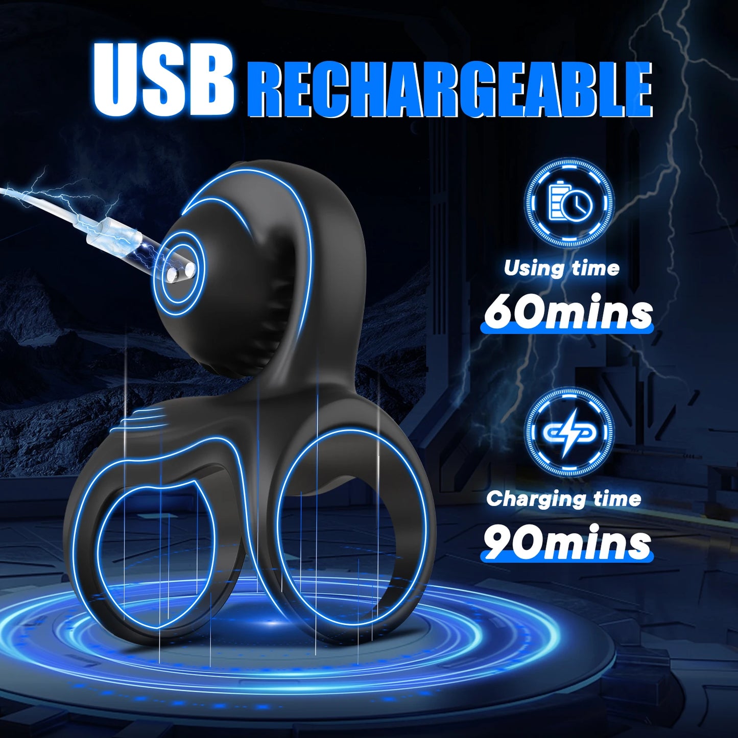 Vibrating Penis Ring for Men, Delay & Erection Toy