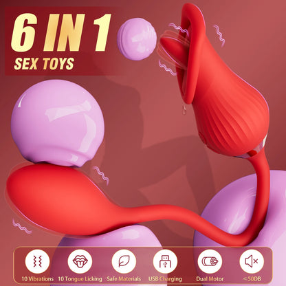 10 Mode Tongue Licking Vibrator for Women, Portable Toy