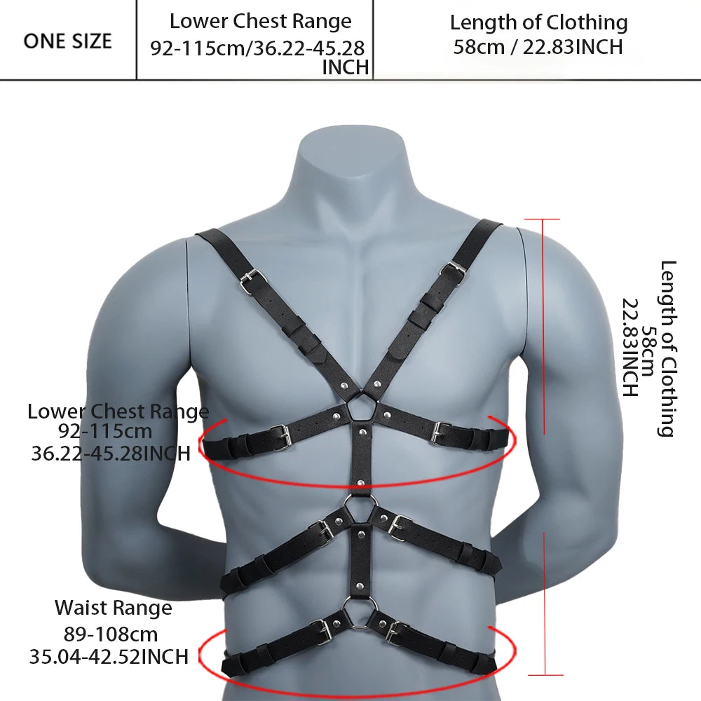 Men’s PU Leather Chest Harness Belt for BDSM & Fetish