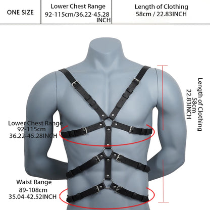 Men’s PU Leather Chest Harness Belt for BDSM & Fetish
