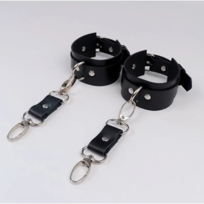 PU Leather Handcuffs Body Harness Straps BDSM Kit