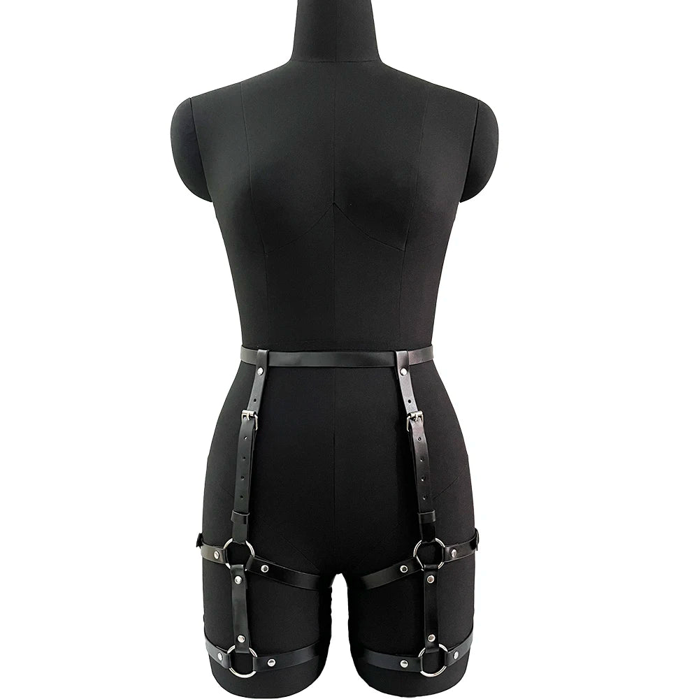 Leather Garter Belt Harness Lingerie Bondage Thigh Straps