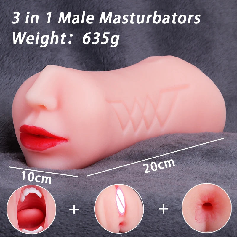 Anal, mouth & Vagina Male Masturbator Sex Toy for Men