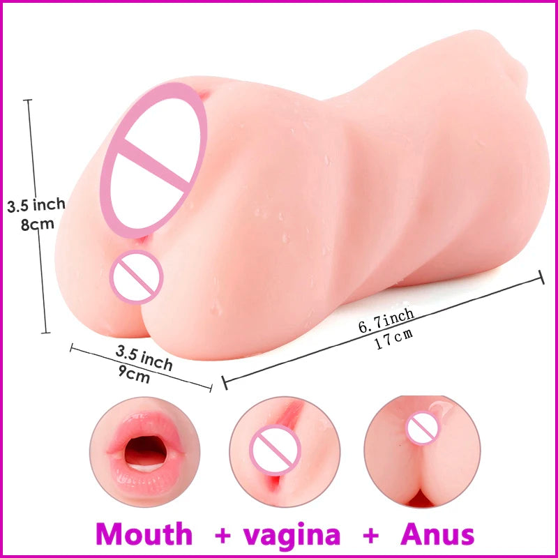 3D Realistic Silicone Vagina Masturbator Cup for Men
