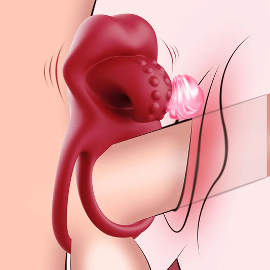 Vibrating Cock Ring with Clitoral Stimulator for Couples