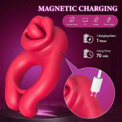 Adjustable Vibrating Clitoral Stimulator, Cock Ring for Couples & Men