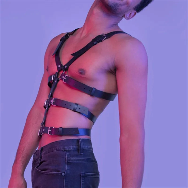 Men’s PU Leather Chest Harness Belt for BDSM & Fetish
