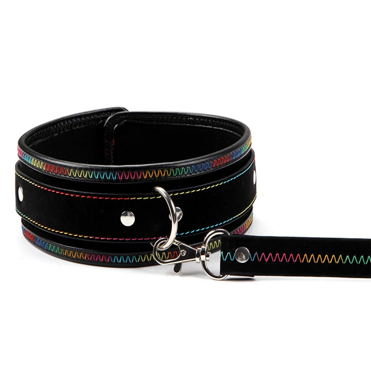 Leather BDSM Collar Leash Harness with Chain for Women