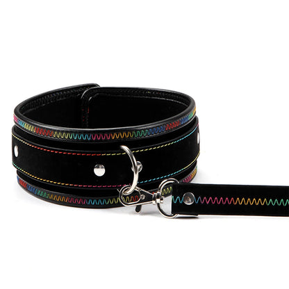 Leather BDSM Collar Leash Harness with Chain for Women