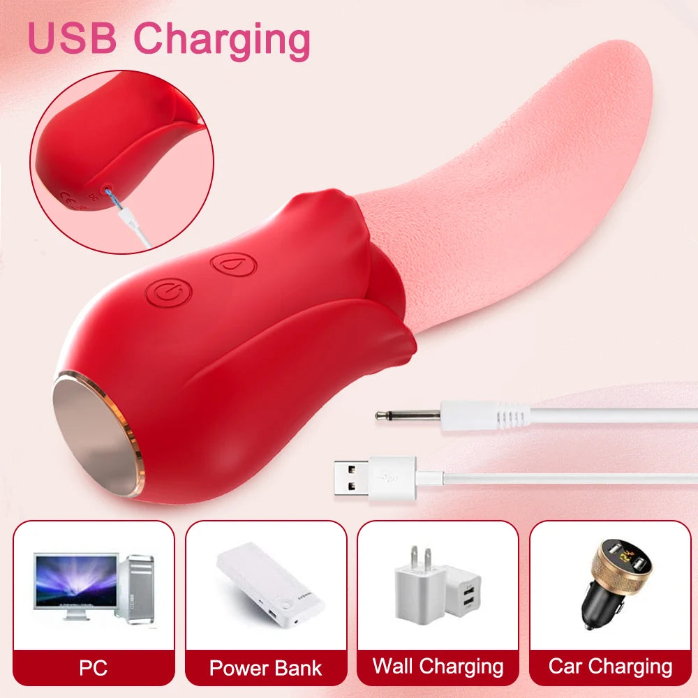 Tongue Licking Vibrator for Women, Clitoral & Nipple Toy