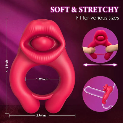Adjustable Vibrating Clitoral Stimulator, Cock Ring for Couples & Men
